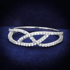 Sterling silver crossover ring for women adorned with sparkling crystals for elegant style