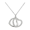 Sterling silver double heart pendant necklace with sparkling details, perfect for gifts and special occasions