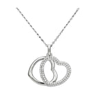 Sterling silver double heart pendant necklace with sparkling details, perfect for gifts and special occasions