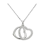Sterling silver double heart pendant necklace with sparkling details, perfect for gifts and special occasions