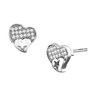 Sterling silver heart earrings for women with sparkling pave design and star accents