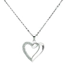 Sterling silver heart pendant jewelry with sparkling accents on a delicate chain
