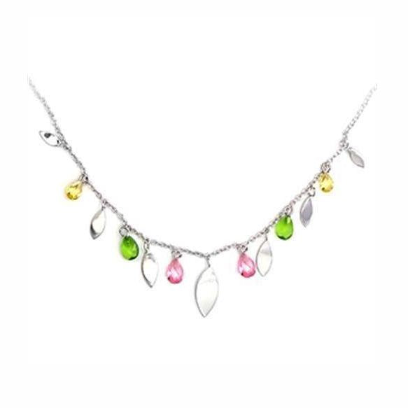 Colorful sterling silver jewelry for women featuring assorted gemstone charms on a delicate chain