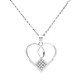 Sterling silver pendant necklace for women featuring a heart design with a decorative pattern