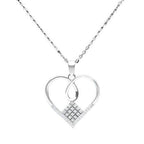 Sterling silver pendant necklace for women featuring a heart design with a decorative pattern