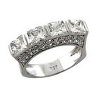 Sterling silver statement ring for women featuring four large cubic zirconia stones in a stunning design