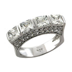 Sterling silver statement ring for women featuring four large cubic zirconia stones in a stunning design