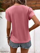 Women's Shirts Strappy V-Neck Petal Sleeve Top
