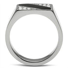 Stylish striped crystal ring for men with a sleek design and shimmering accents