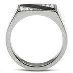 Stylish striped crystal ring for men with a sleek design and shimmering accents