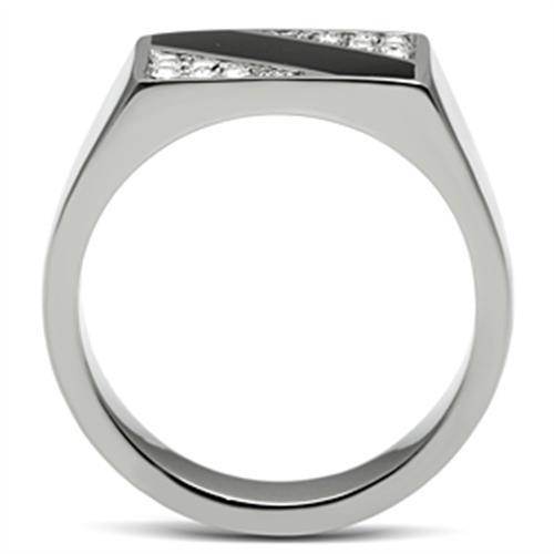 Stylish striped crystal ring for men with a sleek design and shimmering accents