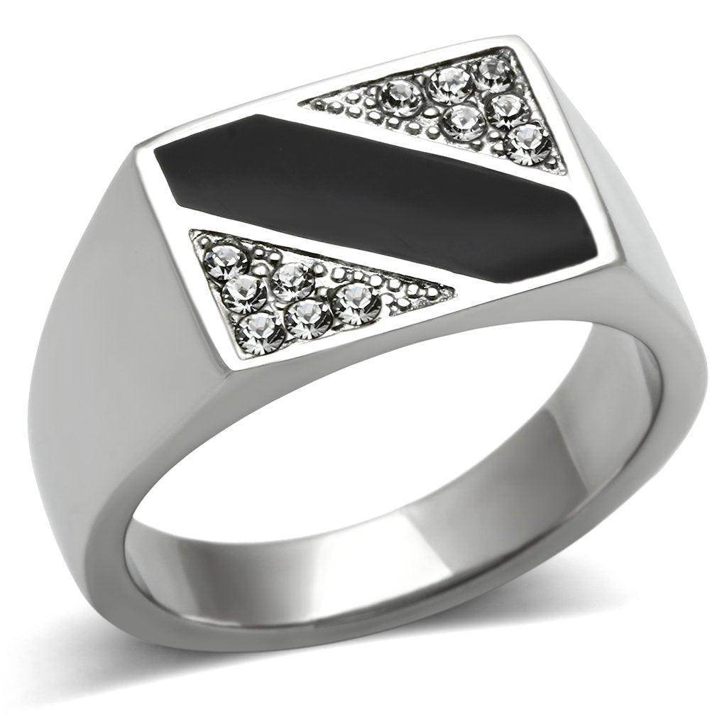 VacationGrabs striped crystal ring for men with black and silver design for a bold style