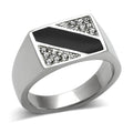 VacationGrabs striped crystal ring for men with black and silver design for a bold style