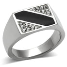 VacationGrabs striped crystal ring for men with black and silver design for a bold style