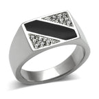 VacationGrabs striped crystal ring for men with black and silver design for a bold style
