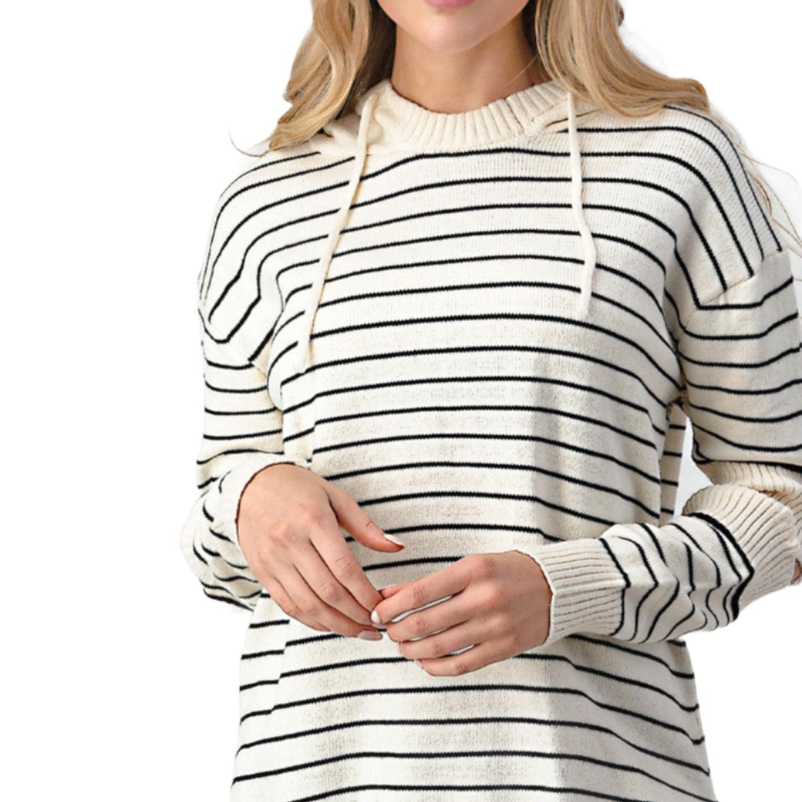 Women's Sweaters Striped Cutout Slit Sweater