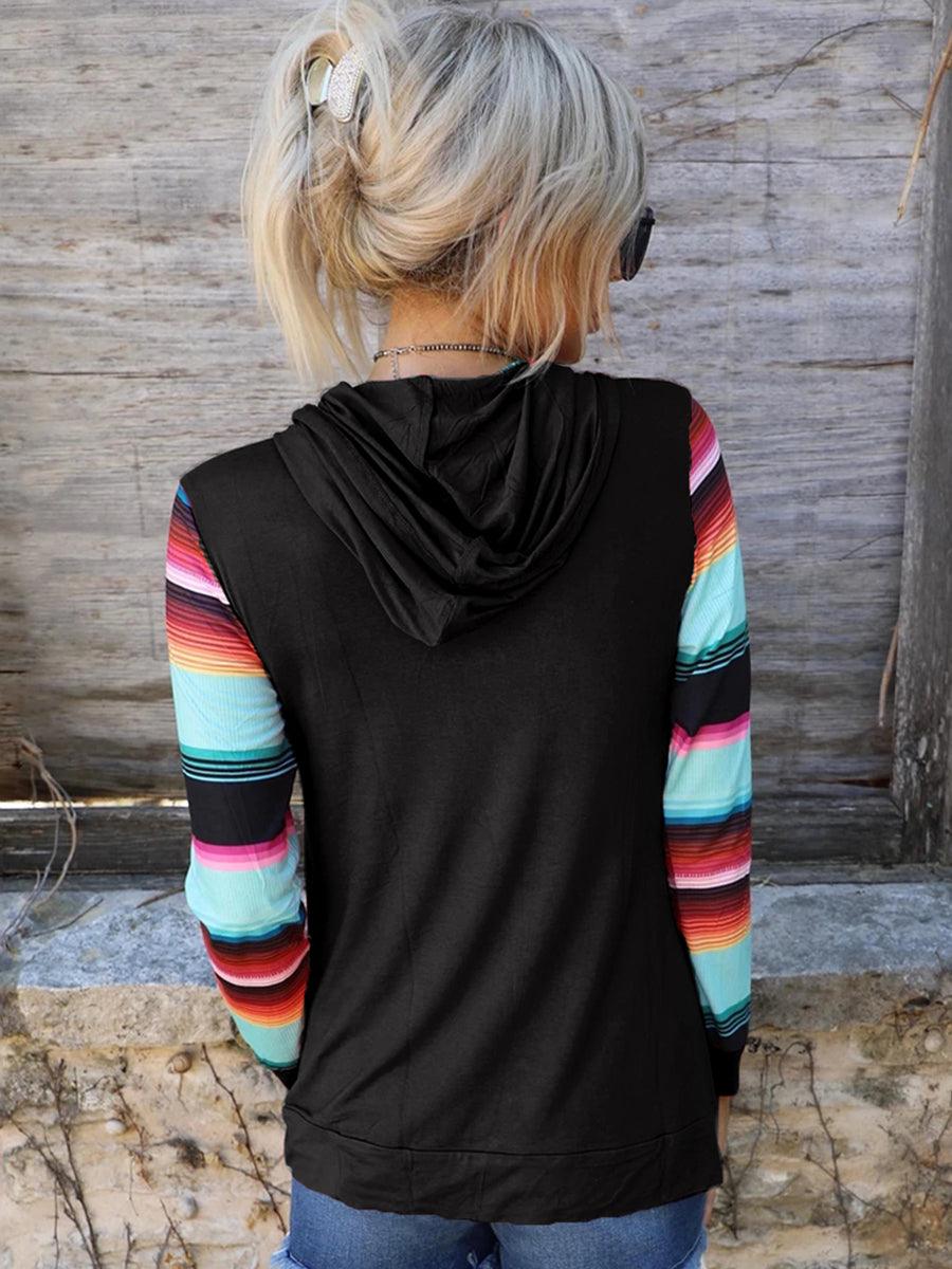Women's Shirts Striped Long Sleeve Hoodie