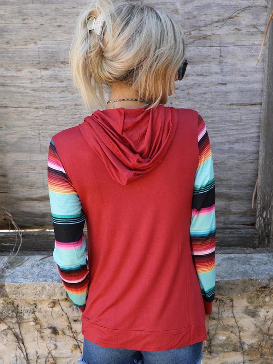 Women's Shirts Striped Long Sleeve Hoodie