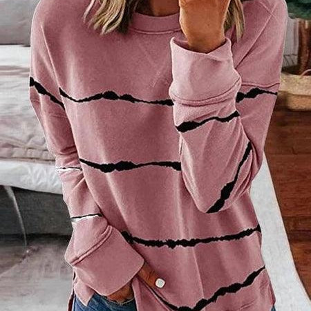 Women's Sweatshirts & Hoodies Striped Round Neck Sweatshirt