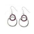 Elegant silver and pink stylish earrings for vacations with intertwined circular designs