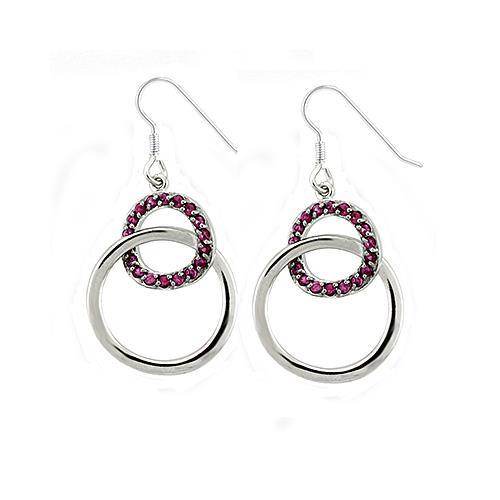 Elegant silver and pink stylish earrings for vacations with intertwined circular designs