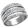 Stylish elegant rings in silver with layered design and sparkling rhinestones for a chic look