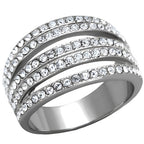 Stylish elegant rings in silver with layered design and sparkling rhinestones for a chic look