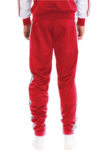 Red stylish joggers for men with side stripes for a sporty look and comfortable fit