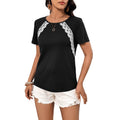 Stylish lace trim shirt in black with elegant detailing for a chic summer look