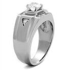 Stylish men's jewelry ring with a central diamond and elegant triangular design