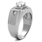 Stylish men's jewelry ring with a central diamond and elegant triangular design