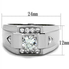 Stylish men's jewelry ring featuring a large center stone and sparkling accents for a modern look