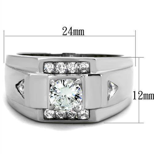 Stylish men's jewelry ring featuring a large center stone and sparkling accents for a modern look