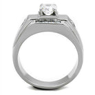 Stylish men's jewelry featuring a sleek silver ring with a sparkling center stone