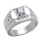Stylish men's jewelry ring with a central gemstone and sparkling accents for modern elegance