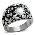 Stylish mens zirconia ring with a unique design featuring sparkling gemstones and a textured finish