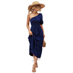 Trendsi stylish one-shoulder dress in navy with a flattering fit and flowy design for summer outings