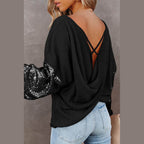 Trendsi stylish vacation blouse featuring a unique back design and sequin sleeves for a chic look