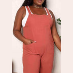 Trendsi stylish vacation overalls in rust color with pockets and adjustable straps for a trendy look