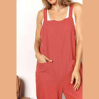 Trendsi Stylish Vacation Overalls in Rust with Comfortable Pockets and Wide Straps for a Trendy Look