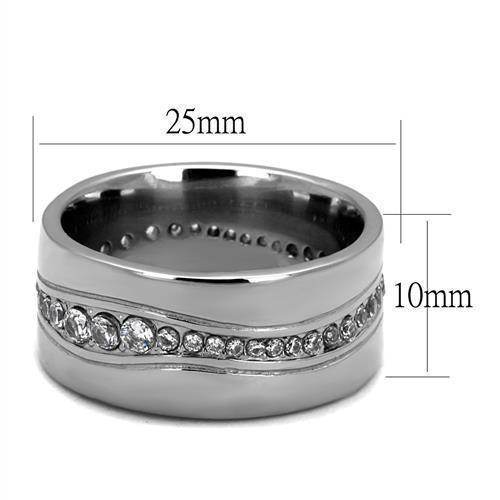 Stylish vacation ring for men featuring a sleek silver design with sparkling accents
