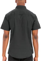 Back view of stylish vacation shirts for men in black, perfect for summer outings and travel
