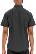 Back view of stylish vacation shirts for men in black, perfect for summer outings and travel