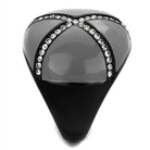Stylish womens gemstone rings featuring a black and gray design with sparkling accents