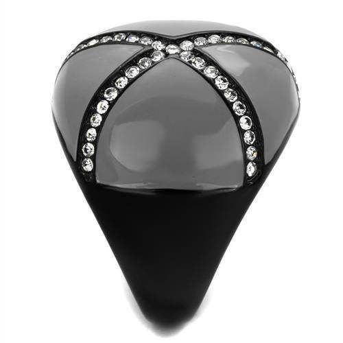Stylish womens gemstone rings featuring a black and gray design with sparkling accents