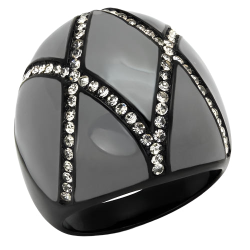 Stylish womens gemstone rings featuring a bold black design with sparkling crystals
