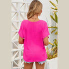Trendsi Women's Summer Fashion Blouse in Vibrant Pink with Short Sleeves and Back Detail