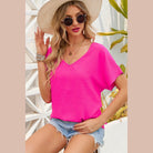 Trendsi Women's Summer Fashion Blouse in Bright Pink with a Relaxed Fit and Short Sleeves
