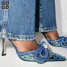 Women's Shoes - Heels Summer Sandals Pumps Crystal Sequined Bowknot Thin Heels...