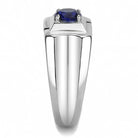 Men's silver ring featuring a synthetic blue glass ring with a stylish design